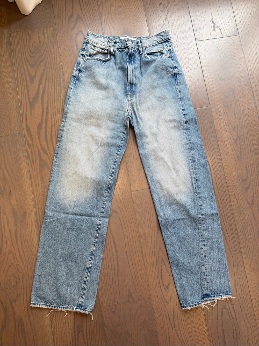 High Waisted Tunnel Vision Sneak Mother Straight Leg Jeans
